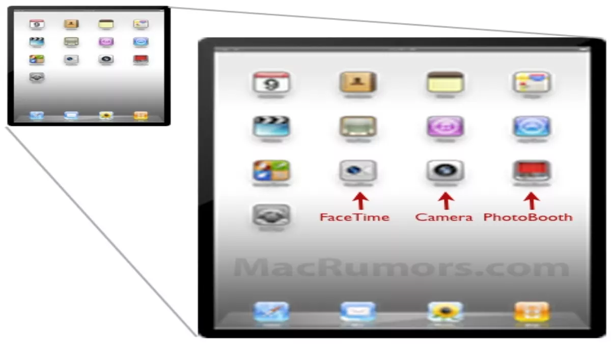 FaceTime icon points to iPad 2 camera