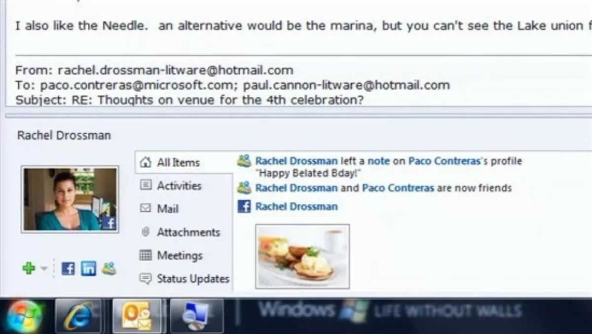 Outlook plugs into Facebook