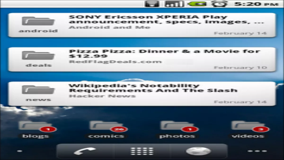 Google Reader updated on Android