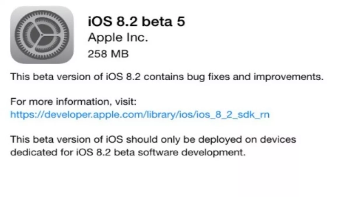 Apple releases iOS 8.2 beta 5 to developers