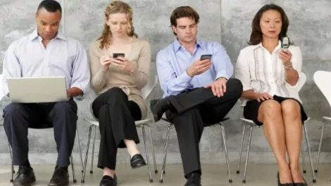 Business people multiple devices