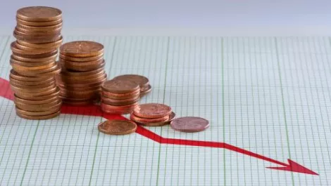 Graph down red coins