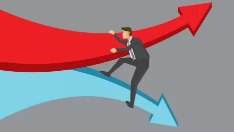 Businessman going both ways