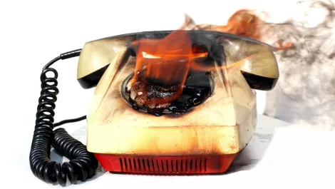 Vintage phone fire