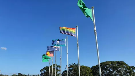 Rainbow and torres strait islander and aboriginal flags
