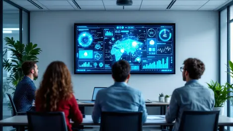 Uk office workers modern training room ai data visualization upskilling