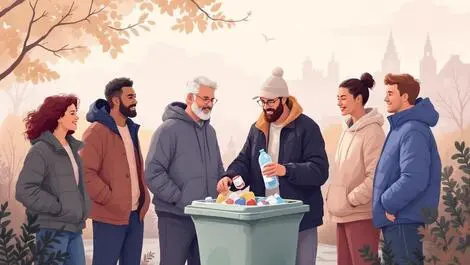 British adults outdoors recycling bin group environment awareness uk