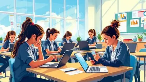 Australian secondary school students using tablets laptops classroom