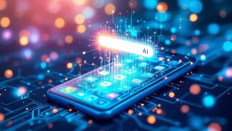 Smartphone ai powered search technology network connections digital clouds indonesia