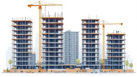 Australian city multi storey steel framework buildings construction site