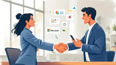 Business professionals handshake office digital marketing microsoft colors
