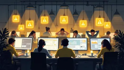 Tired it professionals stressed burnout dimly lit office singapore