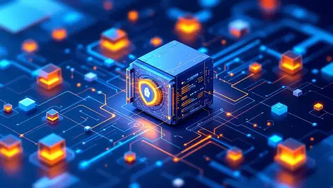 Secure digital server vault glowing data streams ai integration growth tech