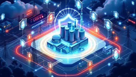 Industrial facility cybersecurity digital shields critical infrastructure technology security