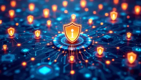 Interconnected digital networks cybersecurity shields ai agents secure enterprise