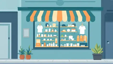 Australian small business storefront blank merchandise mugs hats shirts vector