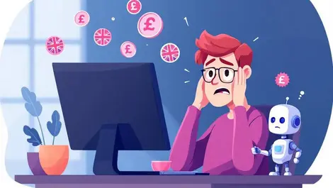 Frustrated online shopper uk ecommerce struggles british currency chatbot