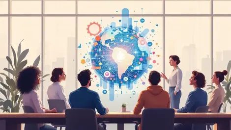 Ai marketing team around transparent data globe audience insights