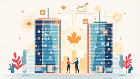 Canadian office buildings merger digital data maple leaf pathway
