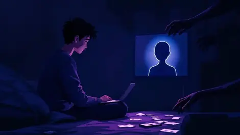 Cinematic aussie youth ai companion dating scam shadows night