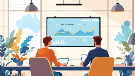 Australian telecom team analyzing declining cpa media spend charts