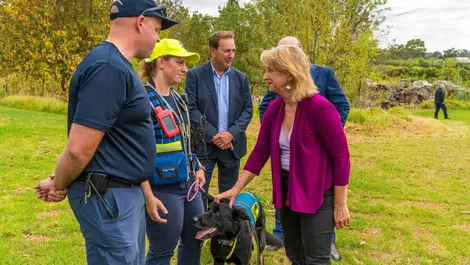 Victoria volunteer search and rescue dog organisations con balaskas  motorola solutions   vic emergency services minister vicki ward