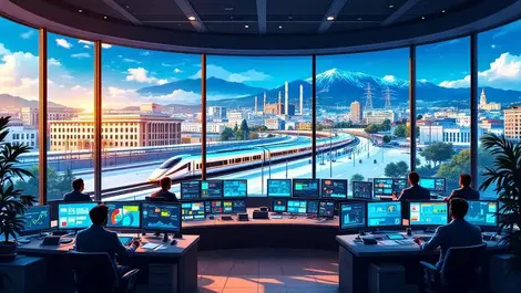 Italian control center cityscape train hospital utilities hotel